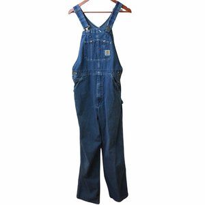 Mens Carhartt Blue Denim Overalls 36x 32.5 36x32 Great Cond